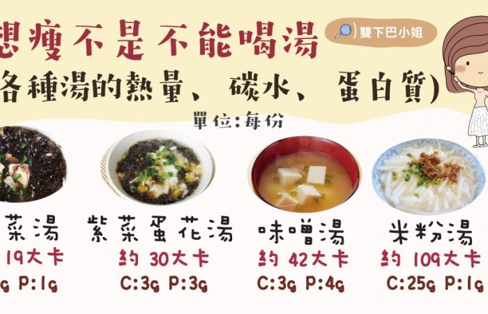 想瘦不是不能喝湯    (各種湯的熱量、碳水、蛋白質)